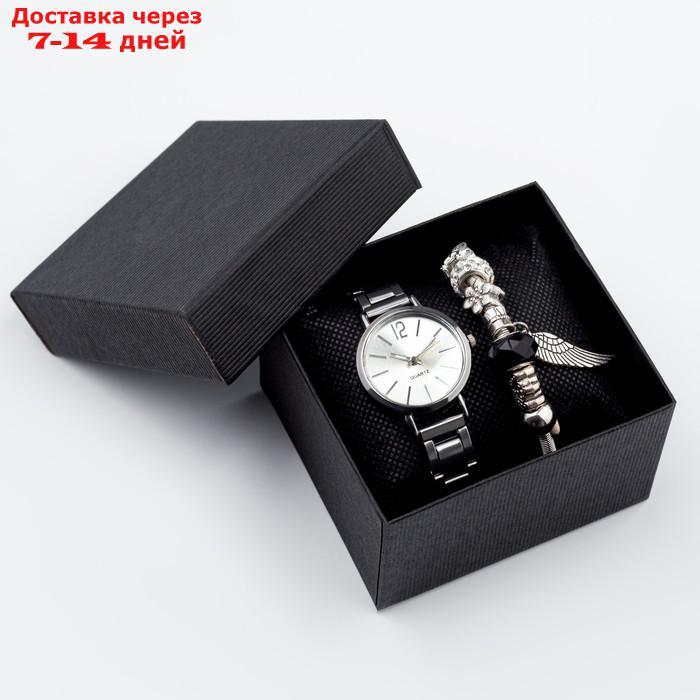 Подарочный набор 2 в 1 "Каабон": наручные часы и браслет микс - фото 1 - id-p227104080