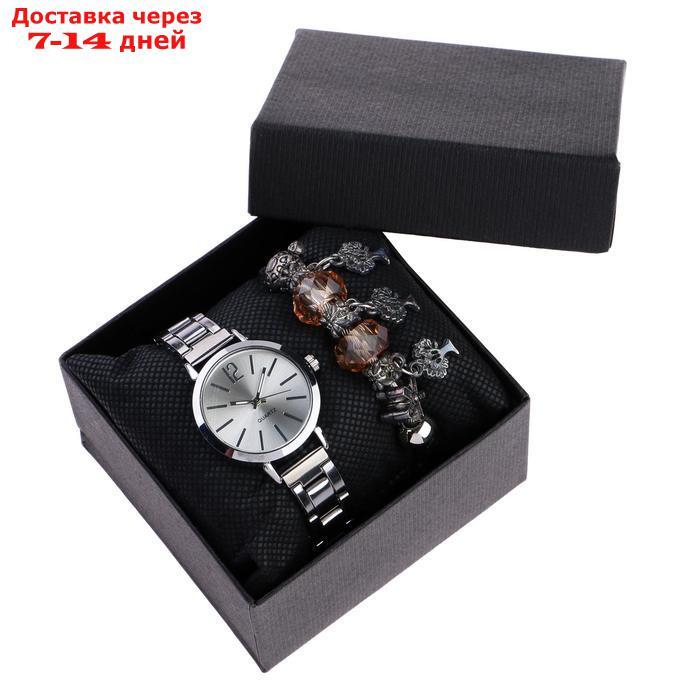 Подарочный набор 2 в 1 "Каабон": наручные часы и браслет микс - фото 4 - id-p227104080