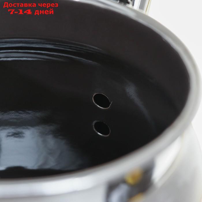 Чайник, 3,5 л, эмалированная крышка, цвет чёрный, рисунок МИКС - фото 3 - id-p227100362