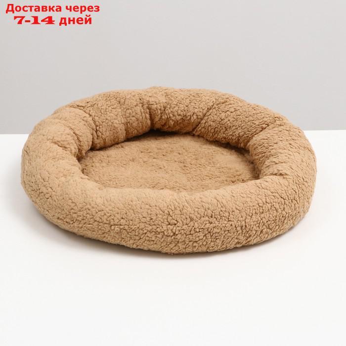 Лежанка для собак и кошек, мягкий мех, 50 х 42 х 11 см, коричневая - фото 2 - id-p227122109