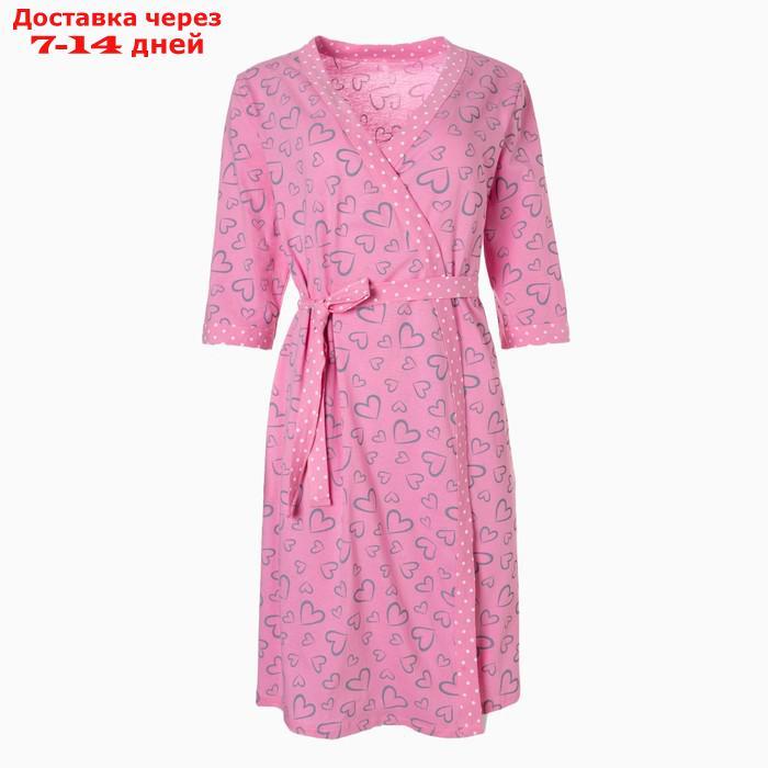 Комплект женский (сорочка/халат) для беременных, цвет розовый, размер 52 - фото 6 - id-p227130259
