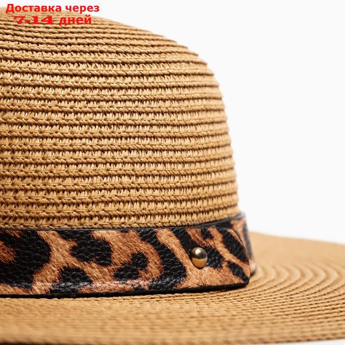 Шляпа женская с леопардовым ремешком MINAKU цвет коричневый, р-р 58 - фото 3 - id-p227109882