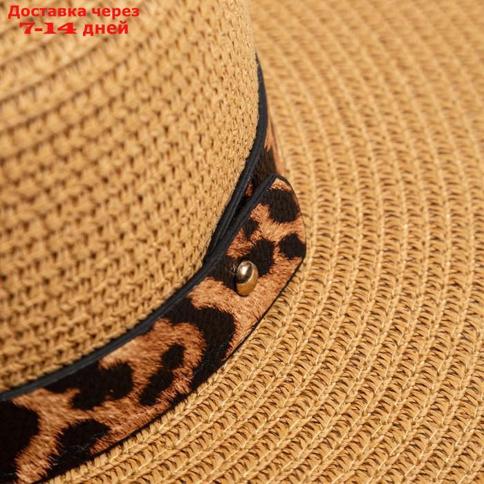 Шляпа женская с леопардовым ремешком MINAKU цвет коричневый, р-р 58 - фото 4 - id-p227109882