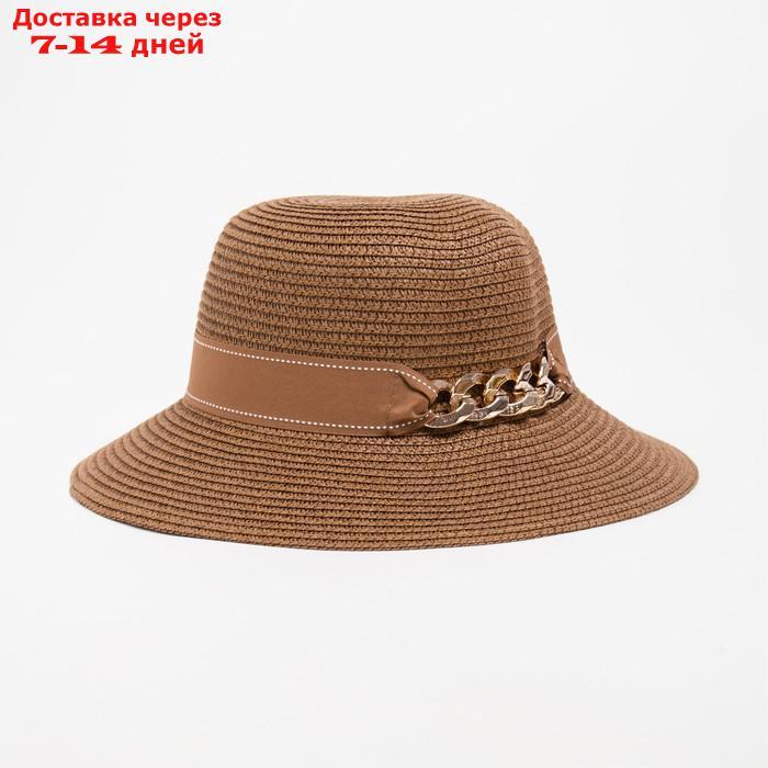 Шляпа женская с цепочкой MINAKU цвет коричневый, р-р 58 - фото 1 - id-p227109883