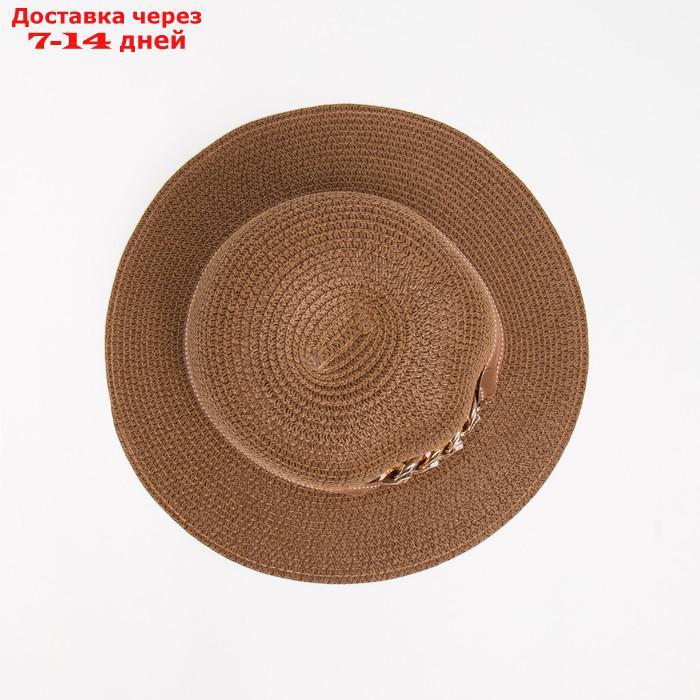 Шляпа женская с цепочкой MINAKU цвет коричневый, р-р 58 - фото 2 - id-p227109883