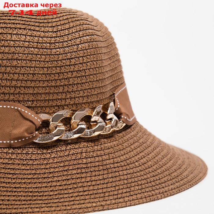 Шляпа женская с цепочкой MINAKU цвет коричневый, р-р 58 - фото 3 - id-p227109883