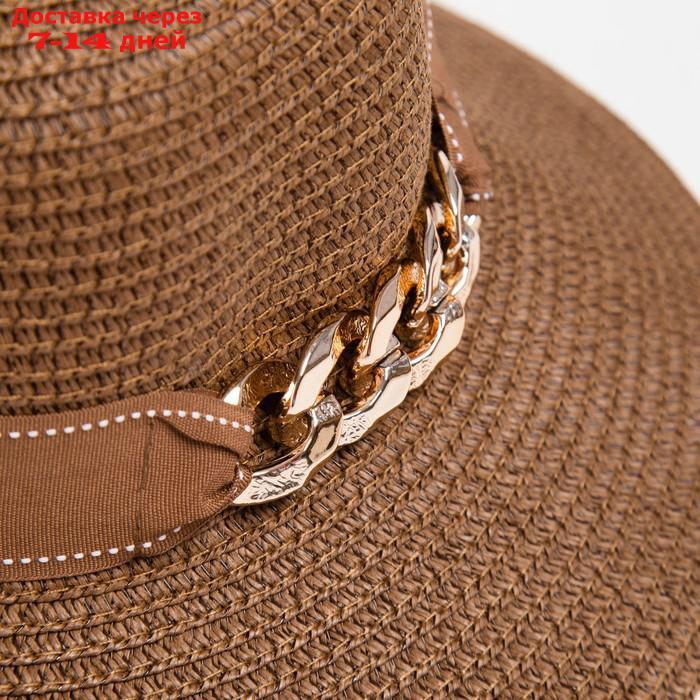 Шляпа женская с цепочкой MINAKU цвет коричневый, р-р 58 - фото 4 - id-p227109883