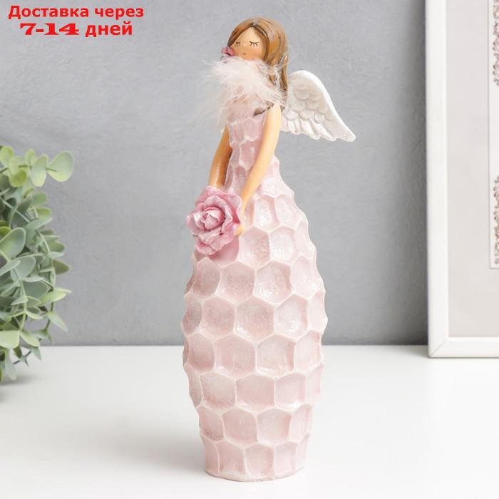Сувенир полистоун "Девушка в розовом платье-сотах с розочкой" 9,5х8х25,5 см - фото 4 - id-p227118407