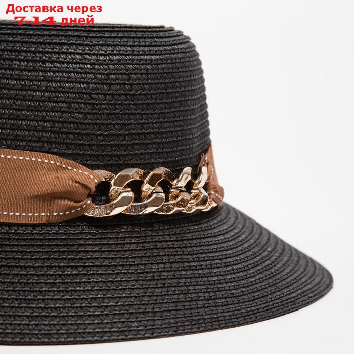Шляпа женская с цепочкой MINAKU цвет чёрный, р-р 58 - фото 3 - id-p227109889