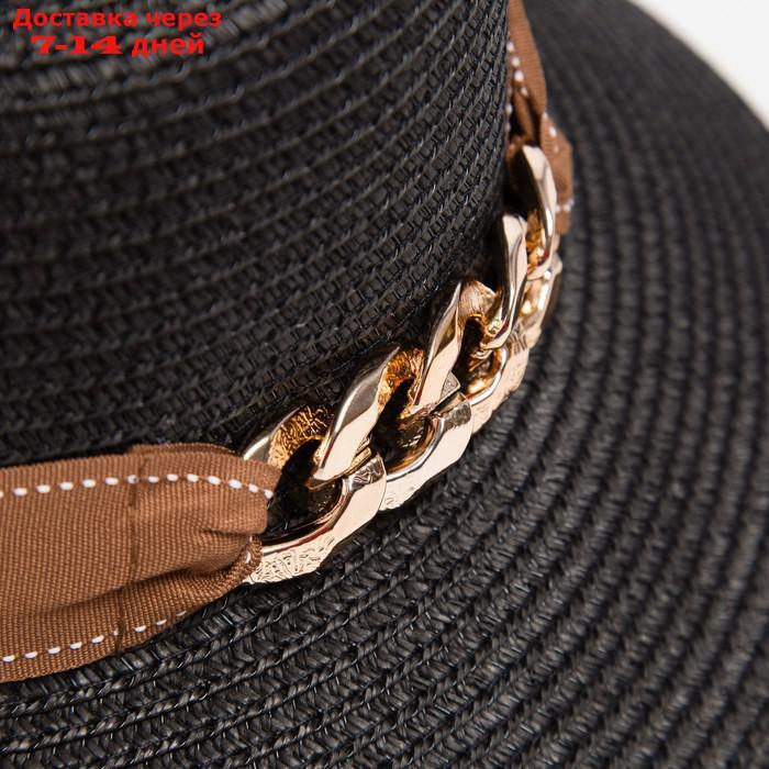 Шляпа женская с цепочкой MINAKU цвет чёрный, р-р 58 - фото 4 - id-p227109889