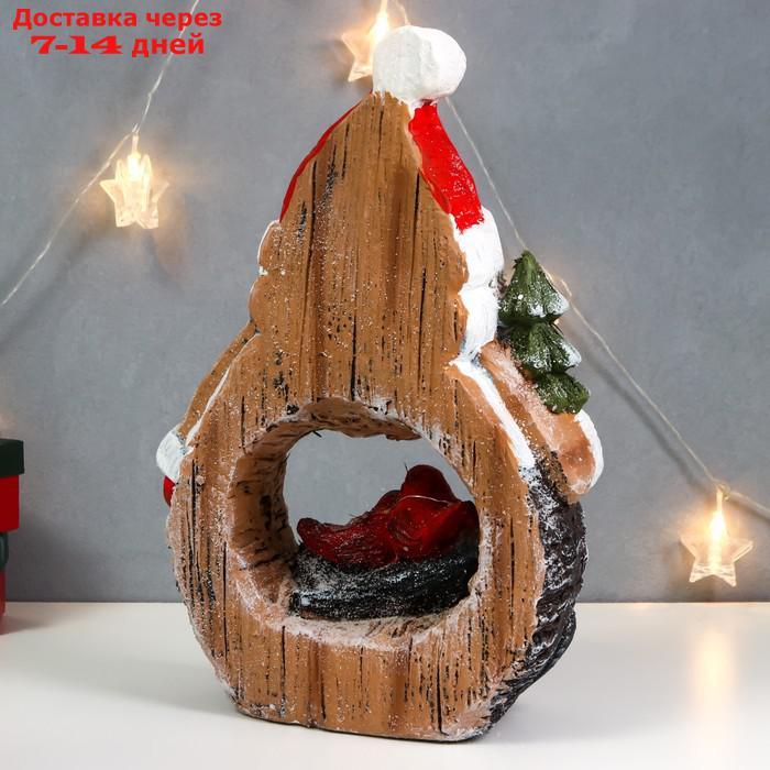 Сувенир керамика свет "Дед Мороз с ёлкой и птицами в гнезде, срез дерева" 39х26,5х10,5 см - фото 3 - id-p227117217