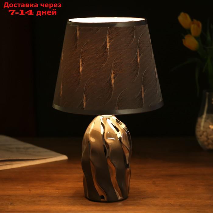 Лампа настольная керамика "Течение" серая с серебром Е14 40Вт 33х20х20 см - фото 2 - id-p227114967