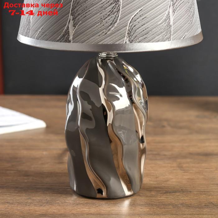 Лампа настольная керамика "Течение" серая с серебром Е14 40Вт 33х20х20 см - фото 4 - id-p227114967