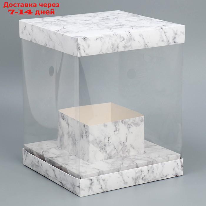 Коробка для цветов с вазой и PVC окнами складная "Мрамор", 23 х 30 х 23 см - фото 2 - id-p227129312