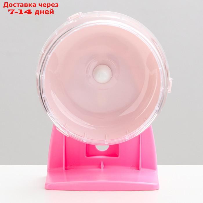 Колесо для грызунов Carno тихое, на подставке, 14 см, розовое - фото 2 - id-p227122133