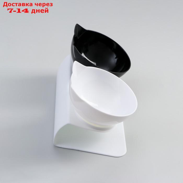 Миски пластиковые на белой подставке 27,5 х 14 х 15 см чёрная/белая - фото 3 - id-p227118426