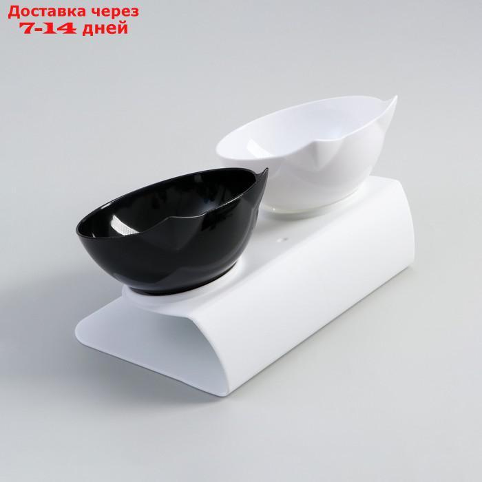 Миски пластиковые на белой подставке 27,5 х 14 х 15 см чёрная/белая - фото 4 - id-p227118426