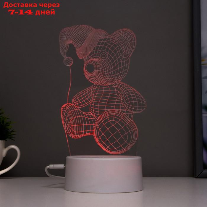 Светильник сенсорный "Мишка в шапке" LED 7 цветов USB/от батареек белый - фото 5 - id-p227109909