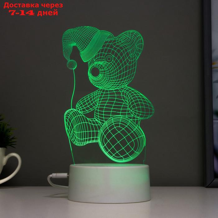 Светильник сенсорный "Мишка в шапке" LED 7 цветов USB/от батареек белый - фото 6 - id-p227109909