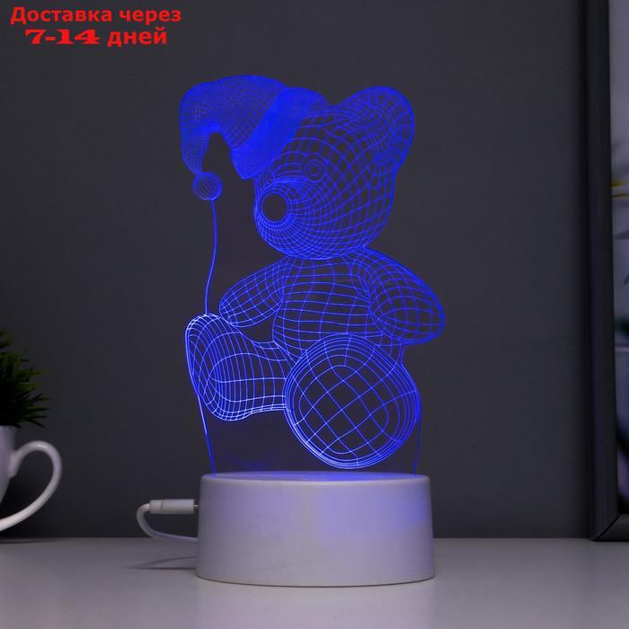 Светильник сенсорный "Мишка в шапке" LED 7 цветов USB/от батареек белый - фото 7 - id-p227109909