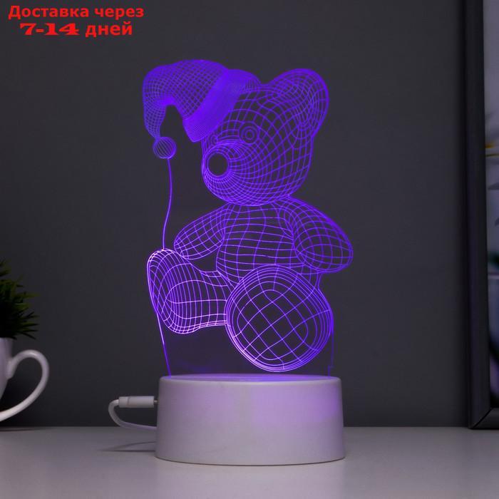 Светильник сенсорный "Мишка в шапке" LED 7 цветов USB/от батареек белый - фото 8 - id-p227109909