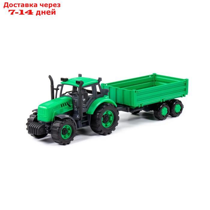 Трактор "Прогресс" с бортовым прицепом, инерционный, цвет зелёный 94605 - фото 1 - id-p227128288