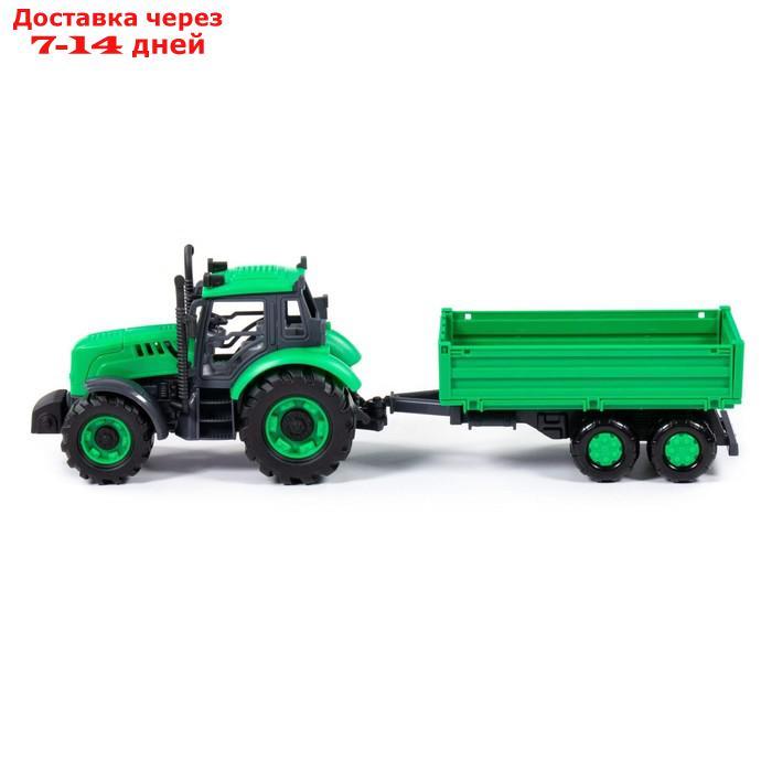 Трактор "Прогресс" с бортовым прицепом, инерционный, цвет зелёный 94605 - фото 3 - id-p227128288