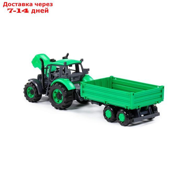 Трактор "Прогресс" с бортовым прицепом, инерционный, цвет зелёный 94605 - фото 4 - id-p227128288