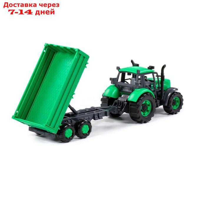 Трактор "Прогресс" с бортовым прицепом, инерционный, цвет зелёный 94605 - фото 5 - id-p227128288