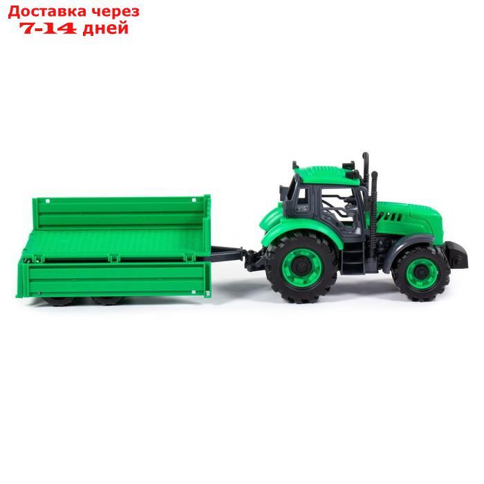 Трактор "Прогресс" с бортовым прицепом, инерционный, цвет зелёный 94605 - фото 6 - id-p227128288