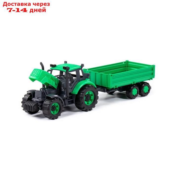 Трактор "Прогресс" с бортовым прицепом, инерционный, цвет зелёный 94605 - фото 7 - id-p227128288