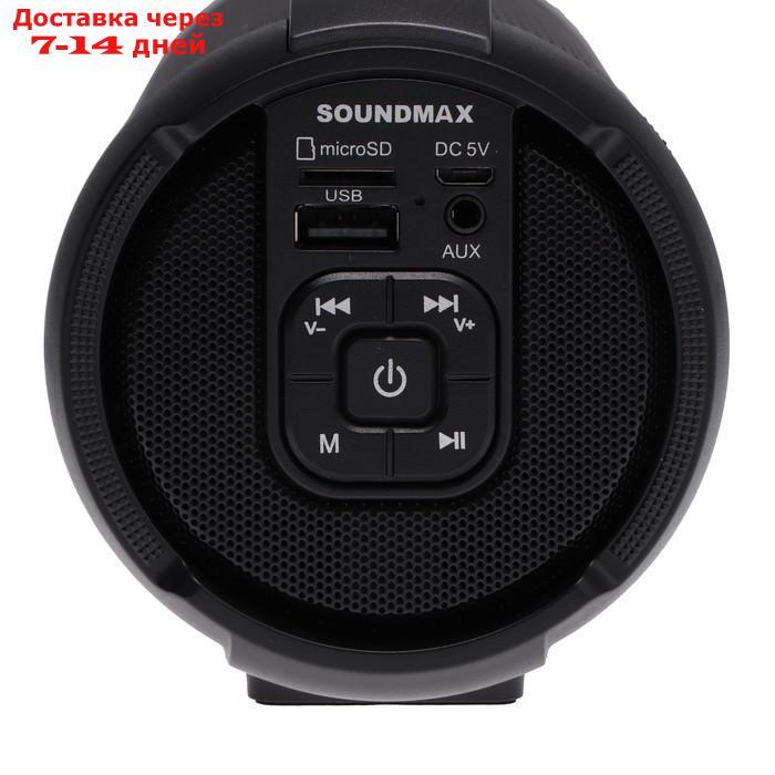 Портативная колонка Soundmax SM-PS5020B, 16Вт, 1500мАч, FM, BT, microSD, AUX, черная - фото 3 - id-p227118437