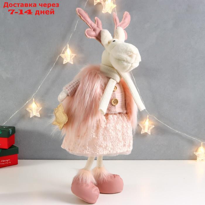 Кукла интерьерная "Олениха в розовом наряде со звёздочкой" 26х19х52 см - фото 1 - id-p227119700
