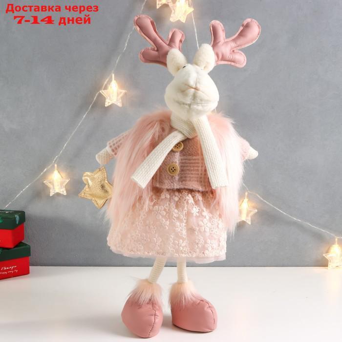 Кукла интерьерная "Олениха в розовом наряде со звёздочкой" 26х19х52 см - фото 2 - id-p227119700