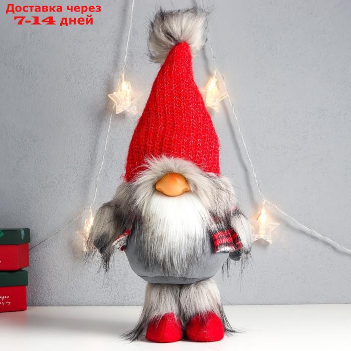 Кукла интерьерная "Дед Мороз в красном колпаке с меховой бомбошкой" 45х18х11 см - фото 1 - id-p227119702