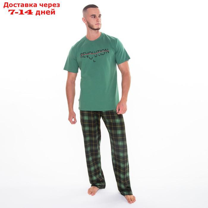 Комплект (футболка/брюки) мужской, цвет зеленый/клетка, размер 46 - фото 3 - id-p227124342