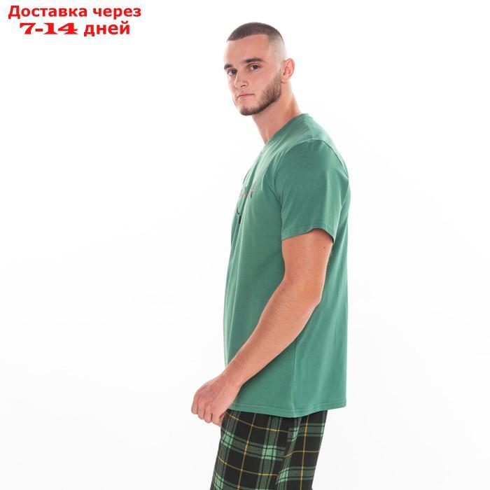 Комплект (футболка/брюки) мужской, цвет зеленый/клетка, размер 46 - фото 4 - id-p227124342