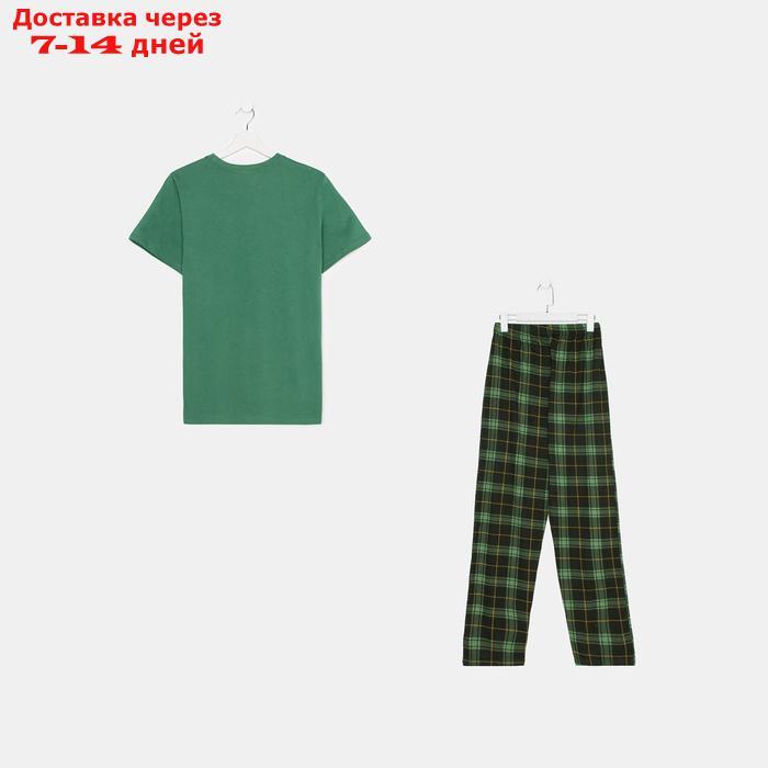 Комплект (футболка/брюки) мужской, цвет зеленый/клетка, размер 46 - фото 8 - id-p227124342