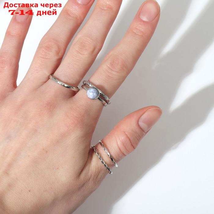 Набор колец 5 штук "Идеальные пальчики" венец, цвет белый в серебре - фото 3 - id-p227100451
