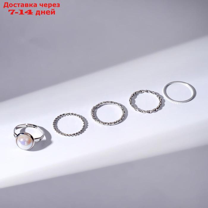 Набор колец 5 штук "Идеальные пальчики" венец, цвет белый в серебре - фото 4 - id-p227100451