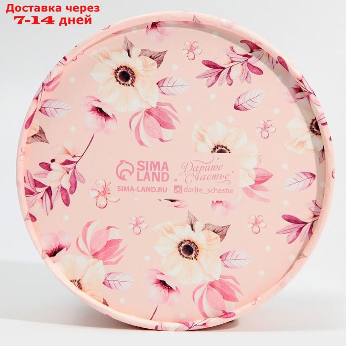 Коробка для макарун тубус с окном "Розовые цветы" 12 х 12 х 5 см - фото 3 - id-p227113592