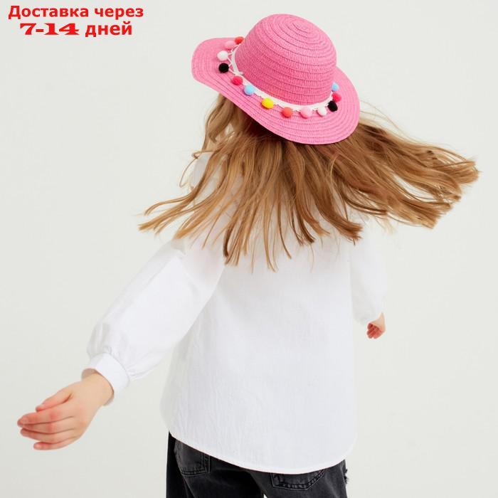 Шляпа с бомбошками для девочки MINAKU, размер 50, цвет розовый - фото 1 - id-p227100461
