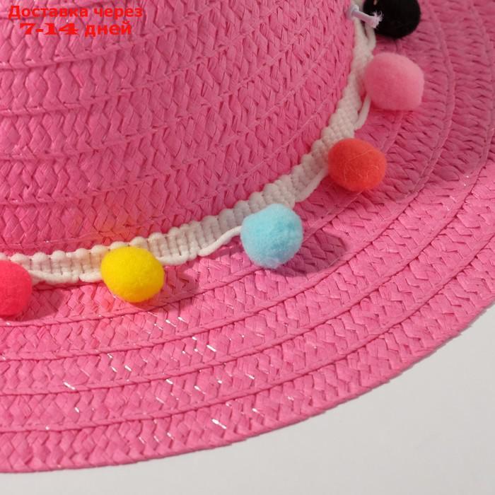 Шляпа с бомбошками для девочки MINAKU, размер 50, цвет розовый - фото 5 - id-p227100461