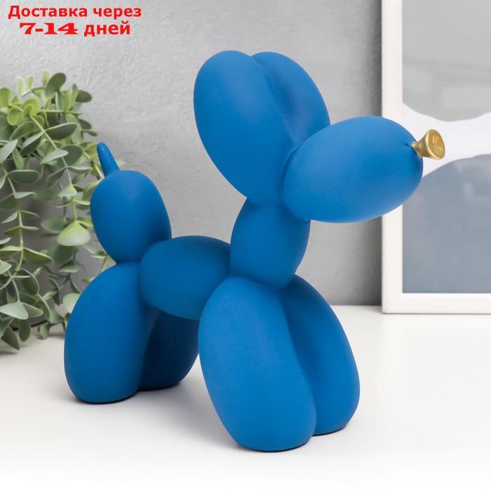 Сувенир полистоун "Воздушный шарик - собачка с золотым носиком" синий 7,5х20,5х17,5 см - фото 2 - id-p227116119