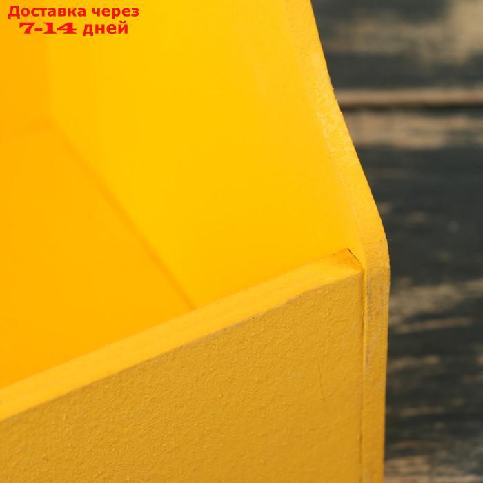 Кашпо деревянное 20×12.5×20 см Стелла Моно, с ручкой, жёлтый Дарим Красиво - фото 3 - id-p227100469