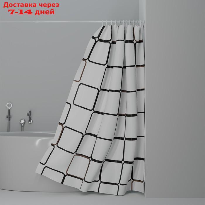 Штора для ванной комнаты Доляна "Графика", 180×180 см, PEVA - фото 4 - id-p227105867