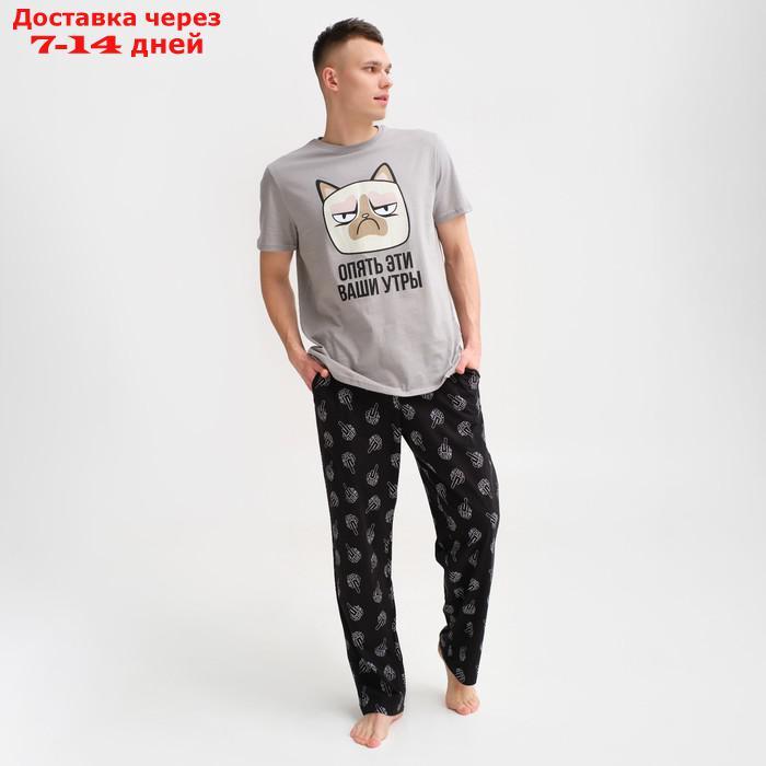 Пижама мужская KAFTAN "Утры" р.54, серый/черный - фото 1 - id-p227122185