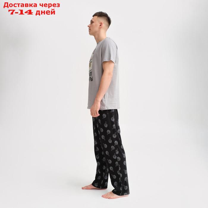 Пижама мужская KAFTAN "Утры" р.54, серый/черный - фото 3 - id-p227122185