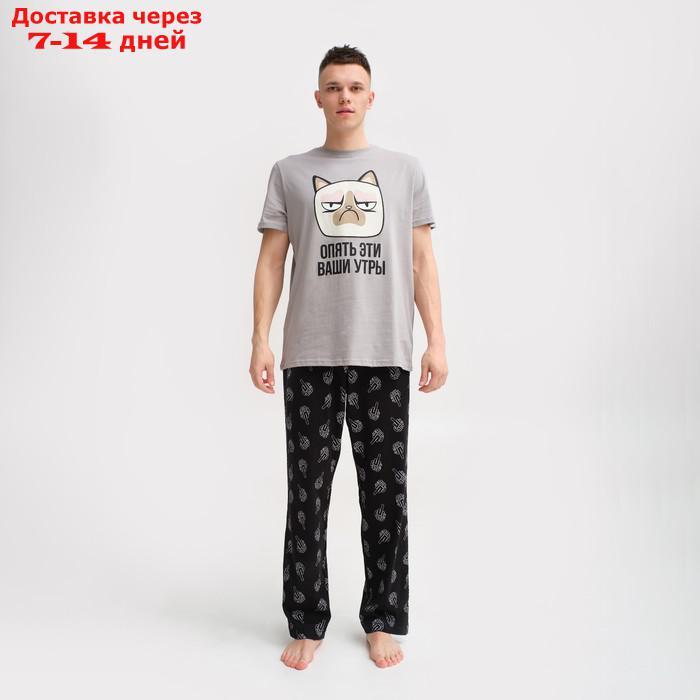 Пижама мужская KAFTAN "Утры" р.54, серый/черный - фото 7 - id-p227122185