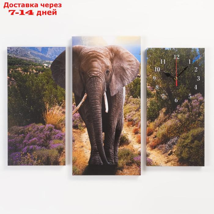 Часы настенные модульные, серия: Животные, "Слон", 60 х 80 см - фото 1 - id-p227130340